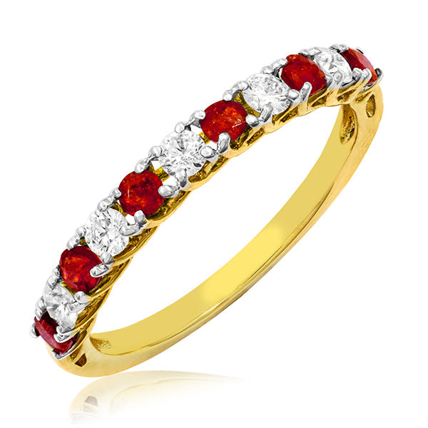 Gemstone Band Ring with Diamond Accent