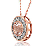 Morganite Pendant with Diamond Frame