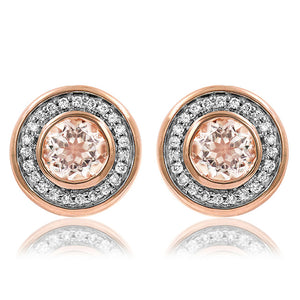 Morganite Stud Earrings with Diamond Frame