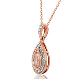 Morganite Teardrop Pendant with Diamond Frame