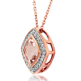 Cushion Morganite Pendant with Diamond Frame