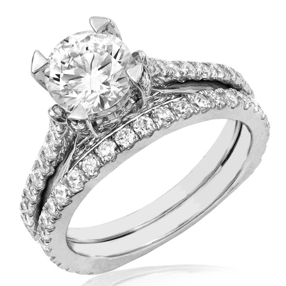 Four-Claw Diamond Semi-Mount Bridal Ring Set