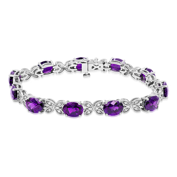 Oval Gemstone Butterfly Bracelet with White Sapphires
