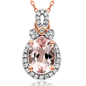 Oval Gemstone Pendant with Diamond Frame