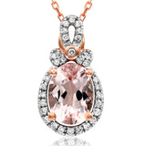 Oval Gemstone Pendant with Diamond Frame