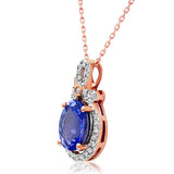 Oval Gemstone Pendant with Diamond Frame