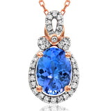 Oval Gemstone Pendant with Diamond Frame