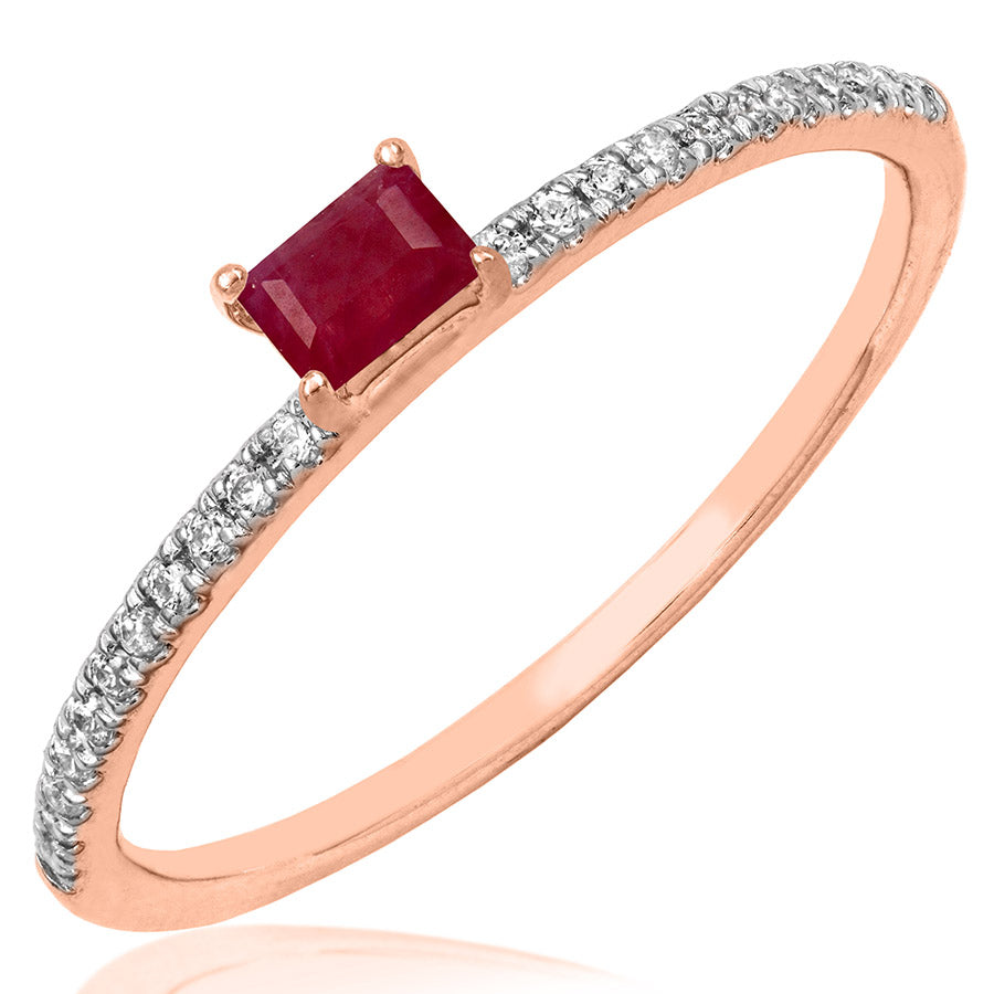 Gemstone Ring with Scallop Set Band