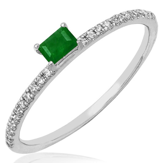 Gemstone Ring with Scallop Set Band