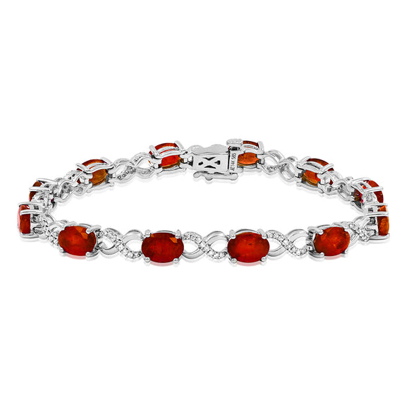 Oval Gemstone Twist Bracelet with Diamond Accent