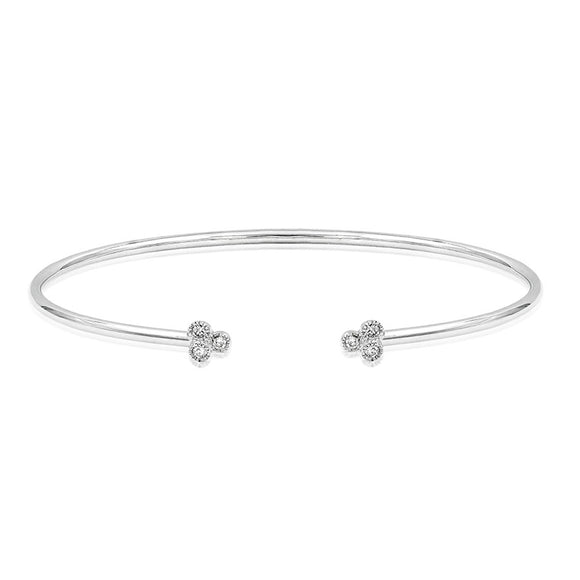 Triple Diamond Milgrain Accent Gold Bangle