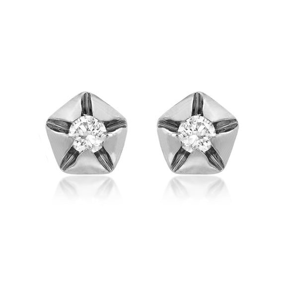Pentagon Diamond Stud Earrings