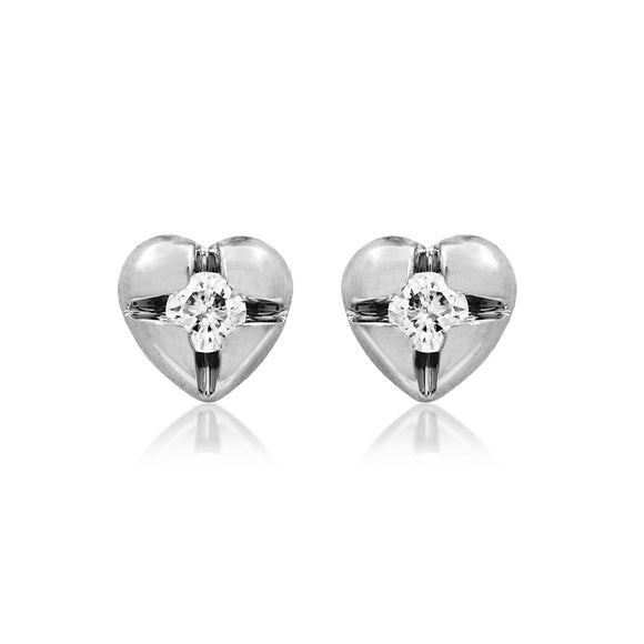 Heart Diamond Stud Earrings