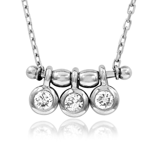 Three-Stone Dangle Diamond Necklace