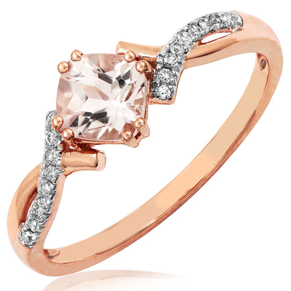 Cushion Gemstone Twist Ring with Diamond Accent