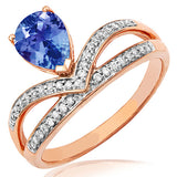 Pear Gemstone Tiara Ring with Diamond Accent