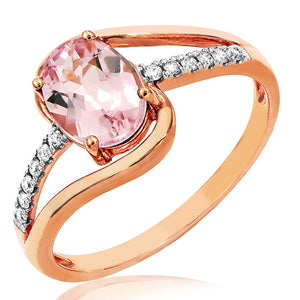 Oval Gemstone Bypass Ring with Diamond Accent