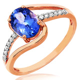 Oval Gemstone Bypass Ring with Diamond Accent