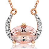 Crescent Moon Gemstone Necklace with Diamond Accent