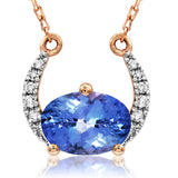 Crescent Moon Gemstone Necklace with Diamond Accent