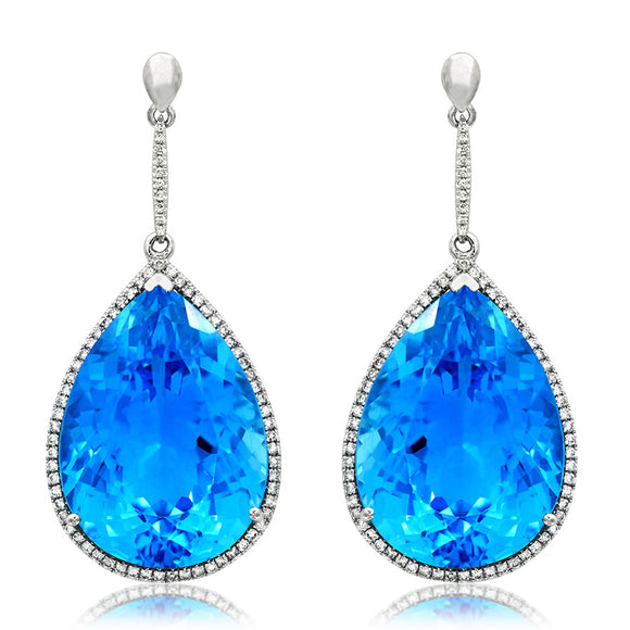 Premium Gemstone Dangle Earrings with Diamond Frame