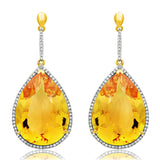 Premium Gemstone Dangle Earrings with Diamond Frame