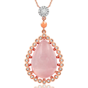 Premium Vintage Teardrop Gemstone Pendant with Diamond Frame