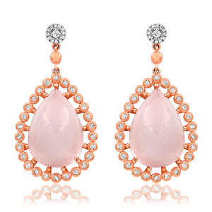 Premium Teardrop Gemstone Earrings with Diamond Accent