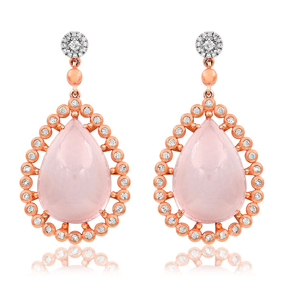 Premium Teardrop Gemstone Earrings with Diamond Accent