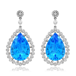 Premium Teardrop Gemstone Earrings with Diamond Accent