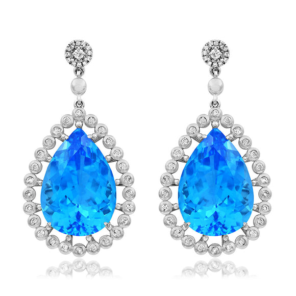Premium Teardrop Gemstone Earrings with Diamond Accent