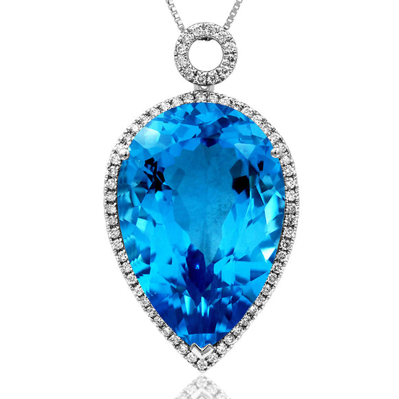 Premium Pear Gemstone Pendant with Diamond Frame