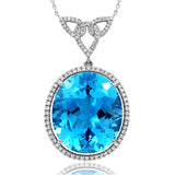 Premium Oval Gemstone Pendant with Diamond Frame