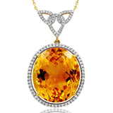 Premium Oval Gemstone Pendant with Diamond Frame