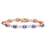 Oval Gemstone Twist Bracelet with Diamond Accent