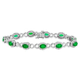 Oval Gemstone Twist Bracelet with Diamond Accent