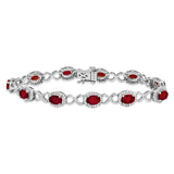 Oval Gemstone Twist Bracelet with Diamond Accent