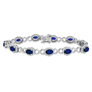 Oval Gemstone Twist Bracelet with Diamond Accent