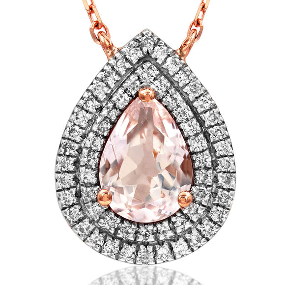 Teardrop Gemstone Pendant with Diamond Frame