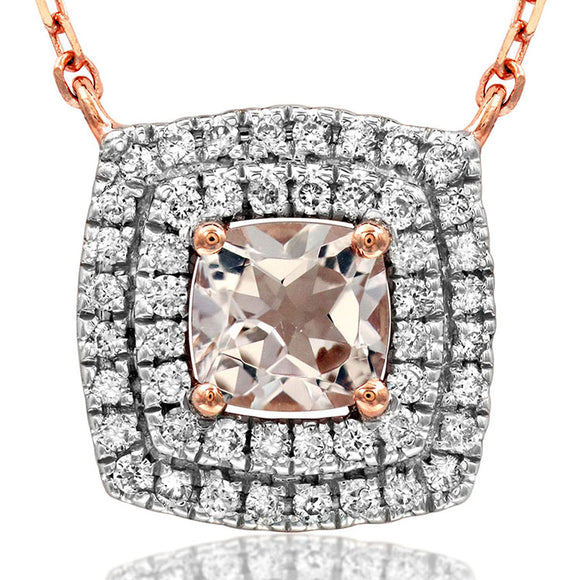 Cushion Gemstone Necklace with Diamond Frame