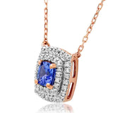 Cushion Gemstone Necklace with Diamond Frame