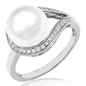 Pearl Diamond Loop Ring