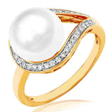 Pearl Diamond Loop Ring