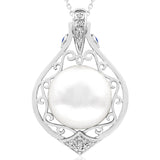 Pearl Teardrop Pendant with Diamond Accent