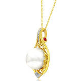 Pearl Teardrop Pendant with Diamond Accent