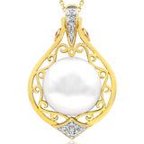 Pearl Teardrop Pendant with Diamond Accent