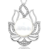 Pearl Flame Pendant with Diamond Accent