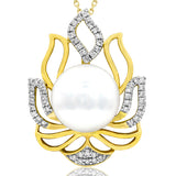 Pearl Flame Pendant with Diamond Accent