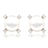 Pearl Earrings with Diamond Accent