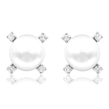 Pearl Earrings with Diamond Accent